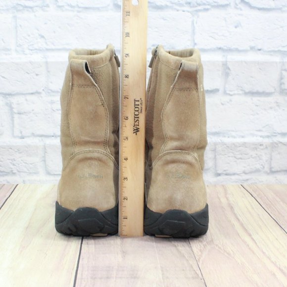 LL BEAN Tan Suede Fleece Zip Primaloft Insulated Boots Size 10.5 M - Picture 8 of 11